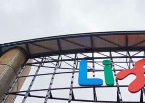 External photo of Life logo in front of Times Square