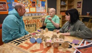 Community group taking part in an activity in Life Science Centre's Making Studios.