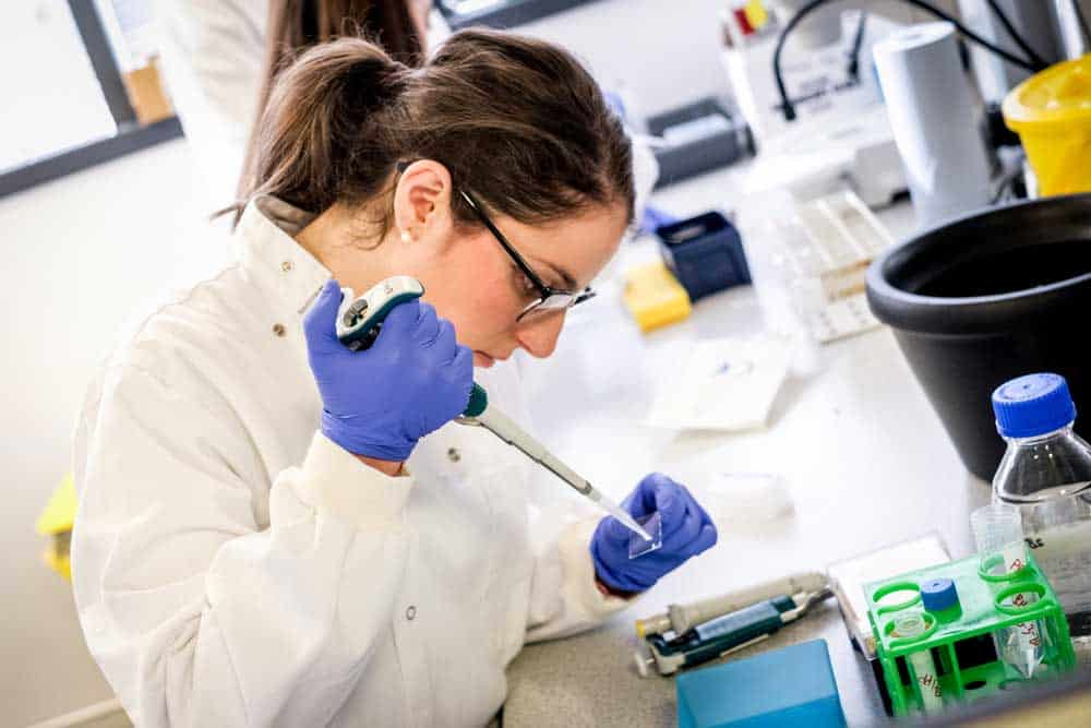 Research scientist working in a laboratory at Centre for Life.