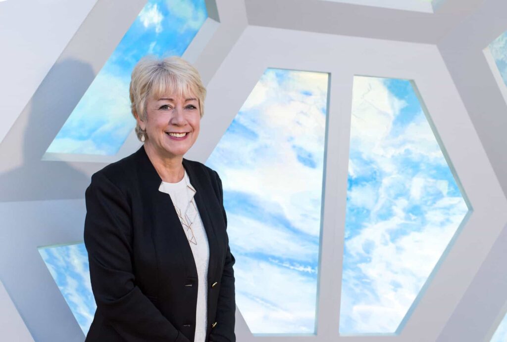 Linda Conlon MBE DL, International Centre for Life's Chief Executive, pictured in Life Science Centre's Space Zone.