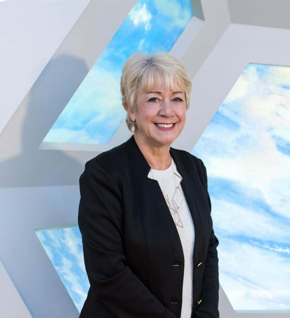 Linda Conlon MBE DL, International Centre for Life's Chief Executive, pictured in Life Science Centre's Space Zone.