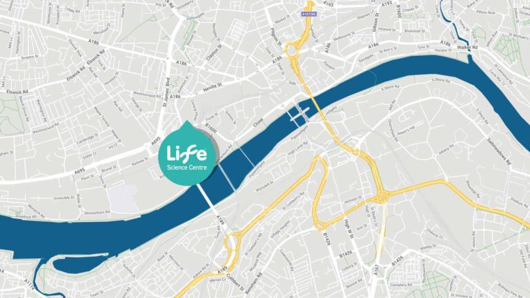 Life Science Centre map showing where the visitor attraction is located in Newcastle city centre.