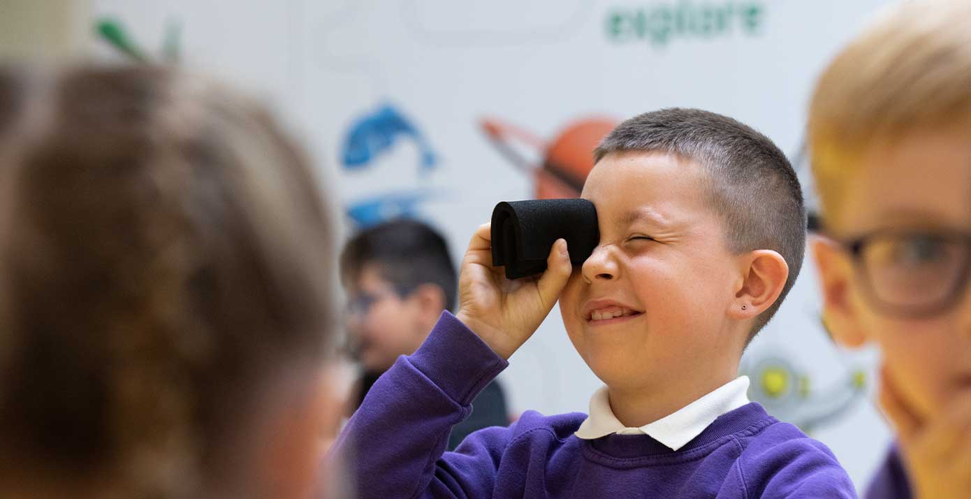 School student in a Living in Space Education Workshop.