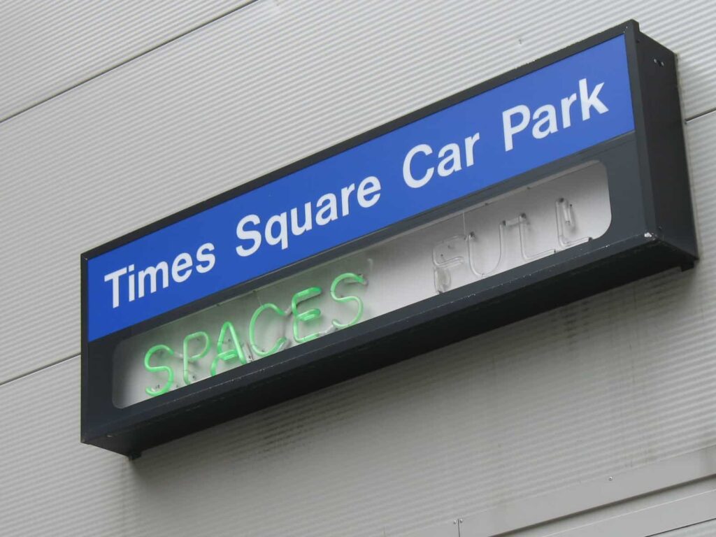 Times Square Car Park external sign located in Newcastle city centre.