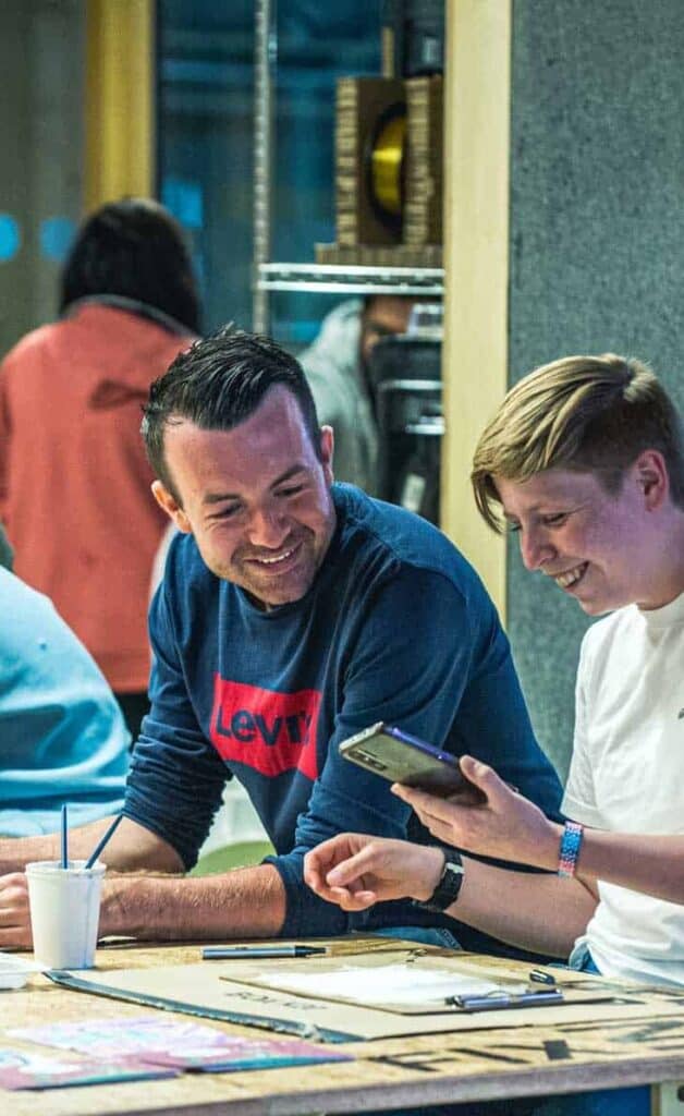 Adults Enjoying A Craft Making Activity Inside Life Science Centre's Making Studios