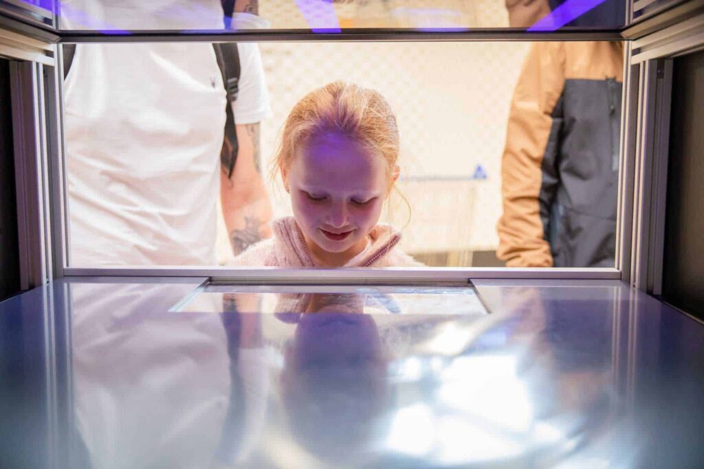 Girl Looking Into Exhibit In Brain Zone