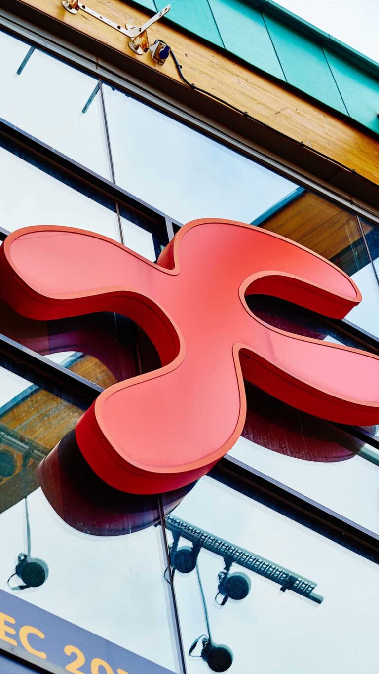 Life's iconic logo is featured at the entrance to the science centre.