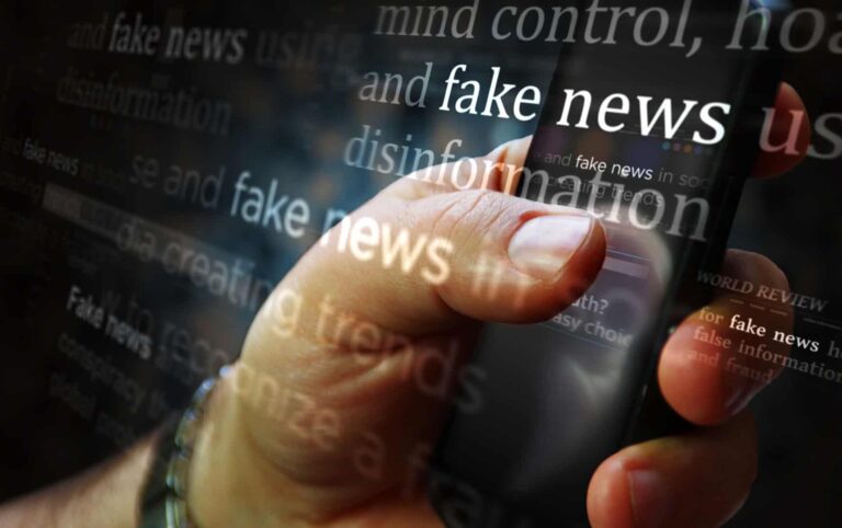 Search by image or video Titles on screen in hand with fake news and hoax information 3d illustration stock photo