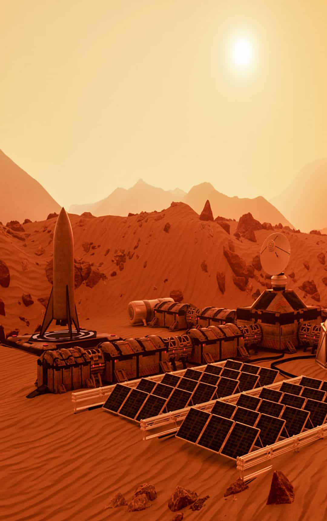 An outpost on the red planet mars (3d rendering) stock photo