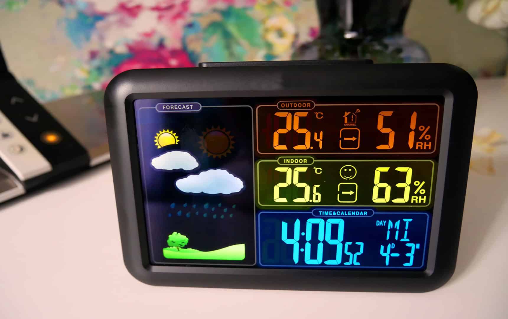 Home weather station in the interior. stock photo