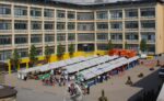 Outdoor market area in Newcastle's Times Square space.