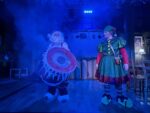 Santa and twinkle the elf doing smoke machine demonstration.