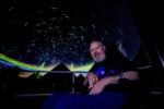 Lifelong Pink Floyd fan Peter Smith pictured in Life Science Centre's planetarium about to watch 'The Dark Side of the Moon'.