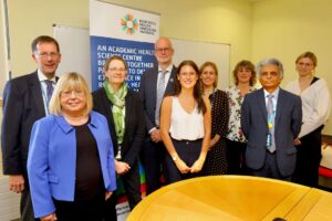 Liz Twist MP with NHS and university experts at The International Centre for Life.