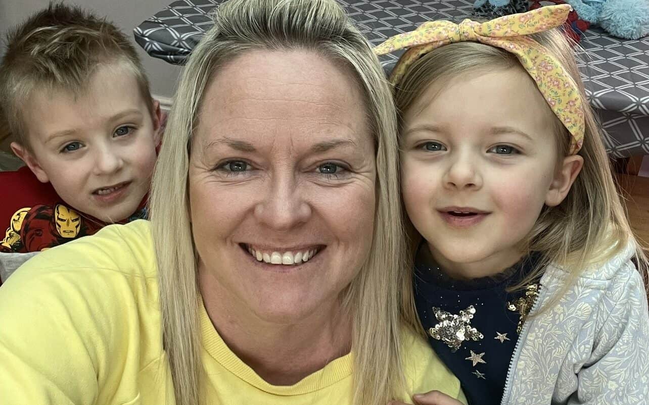 Hayley King, a panellist at Life's fertility speakeasy, alongside her two donor conceived twins.