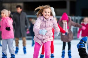 School student on the ice rink.