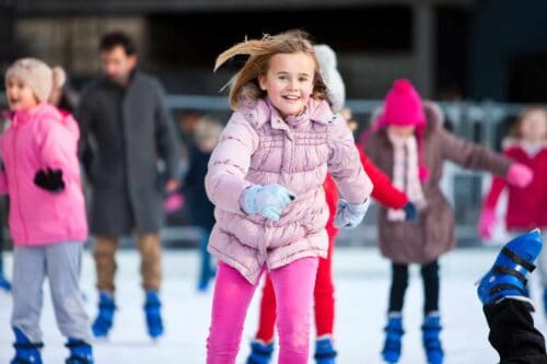 School student on the ice rink.