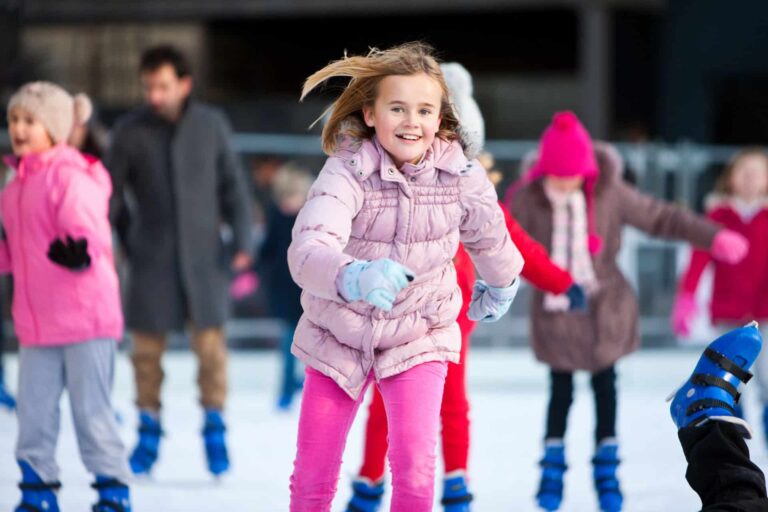 School student on the ice rink.