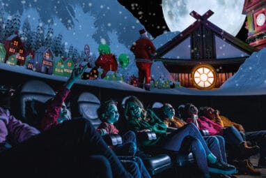 Family enjoying 'What Santa Sees' in Life Science Centre's Planetarium.