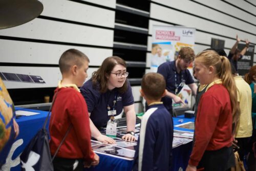 Explainer delivering activities during British Science Week.