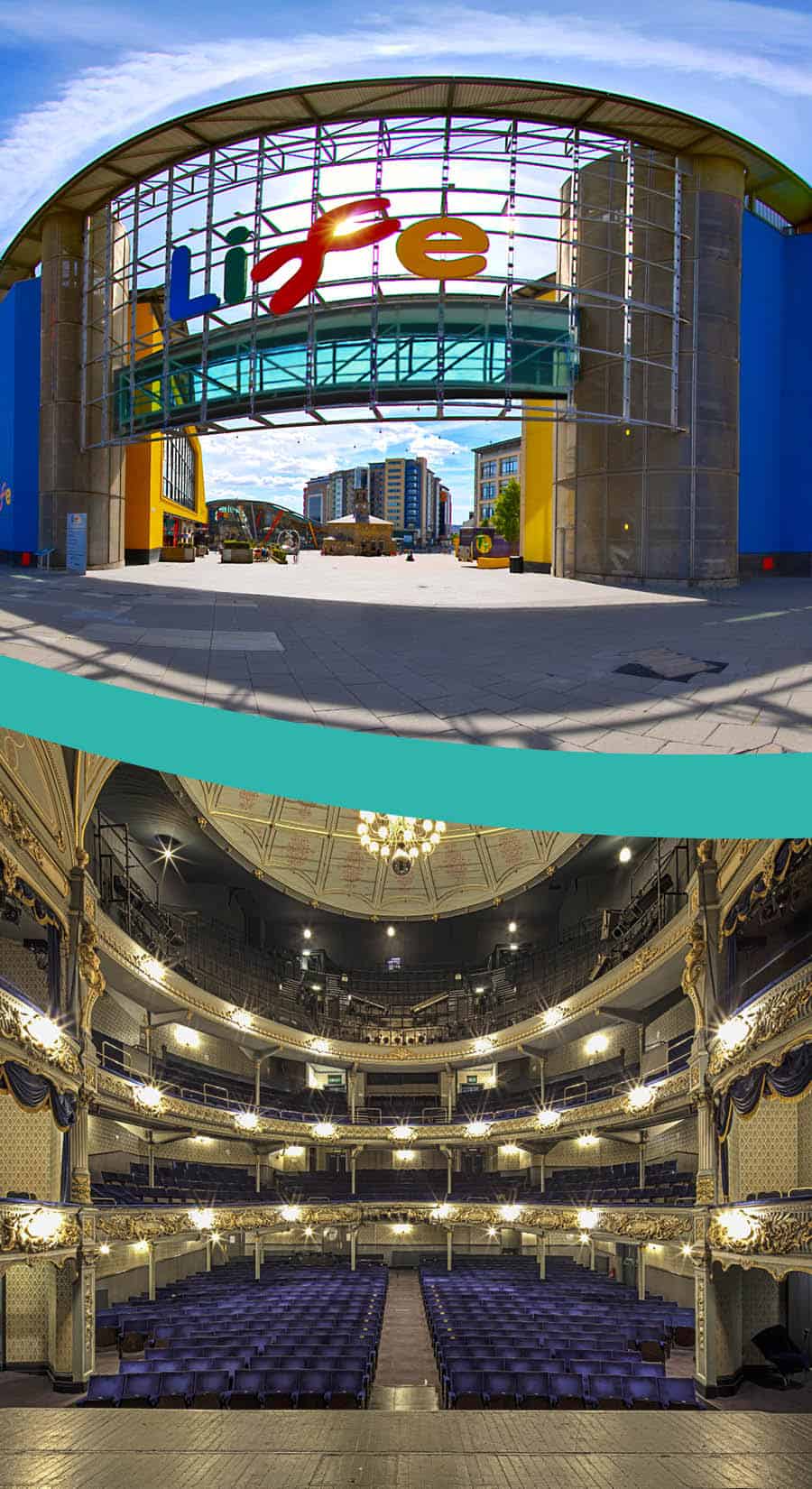 Life Science Centre and Tyne Theatre.