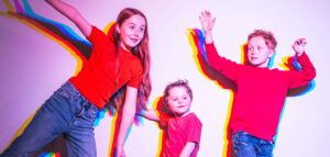 Children experimenting with colour in Life Science Centre.