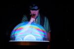 The Highland Joker blowing a large bubble during show.