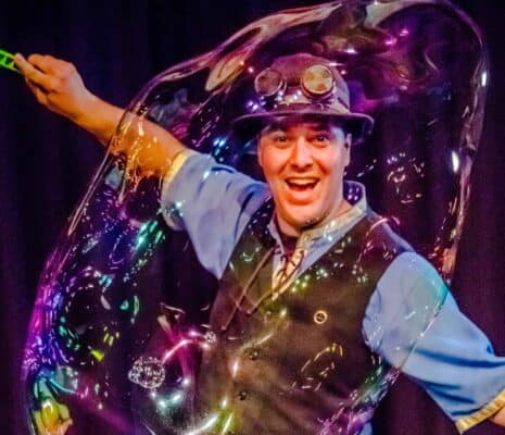 The Highland Joker In Giant Bubble During Exciting Science Show.