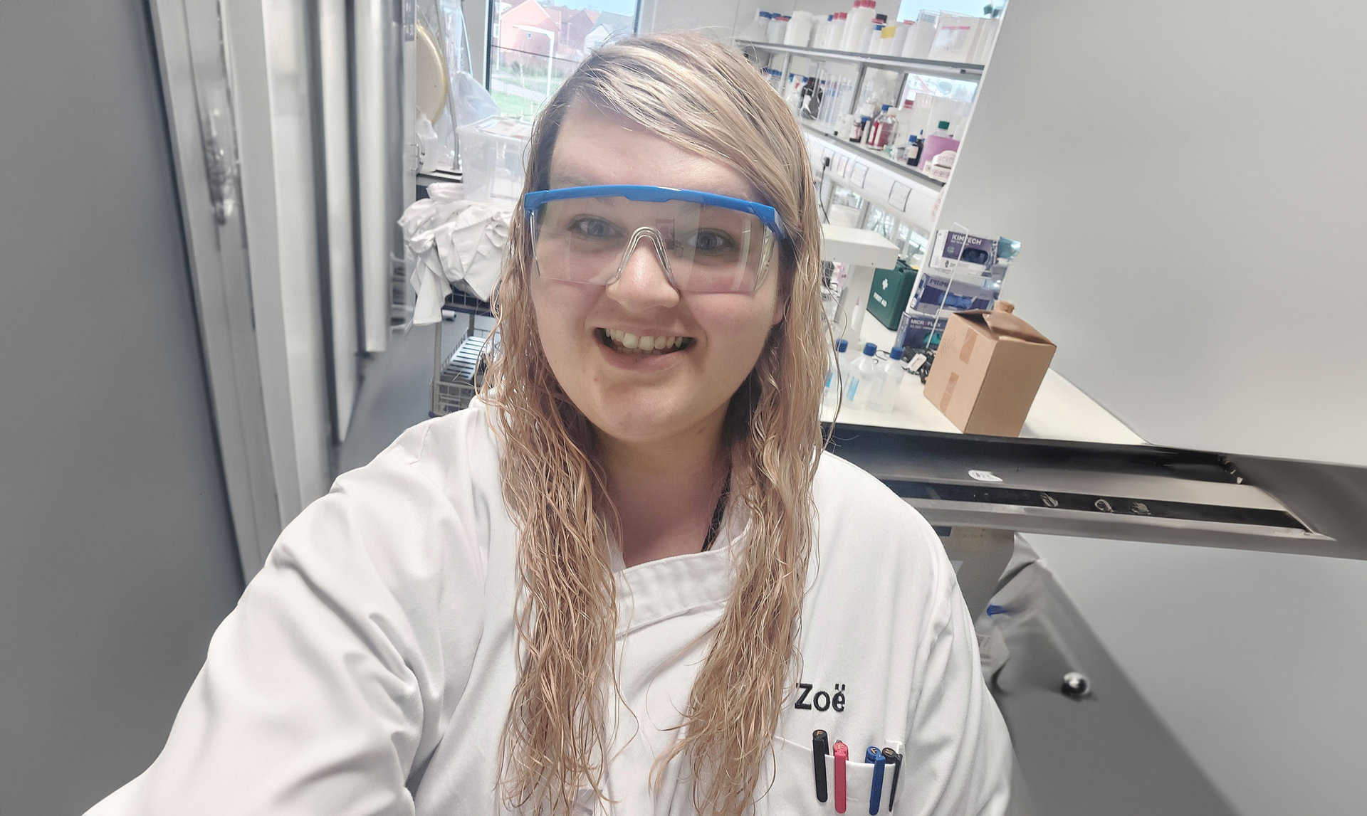 Zoe Bell, a PhD student in Microbiology at Teesside University.