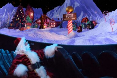 Santa sat looking up in Life Science Centre's Planetarium