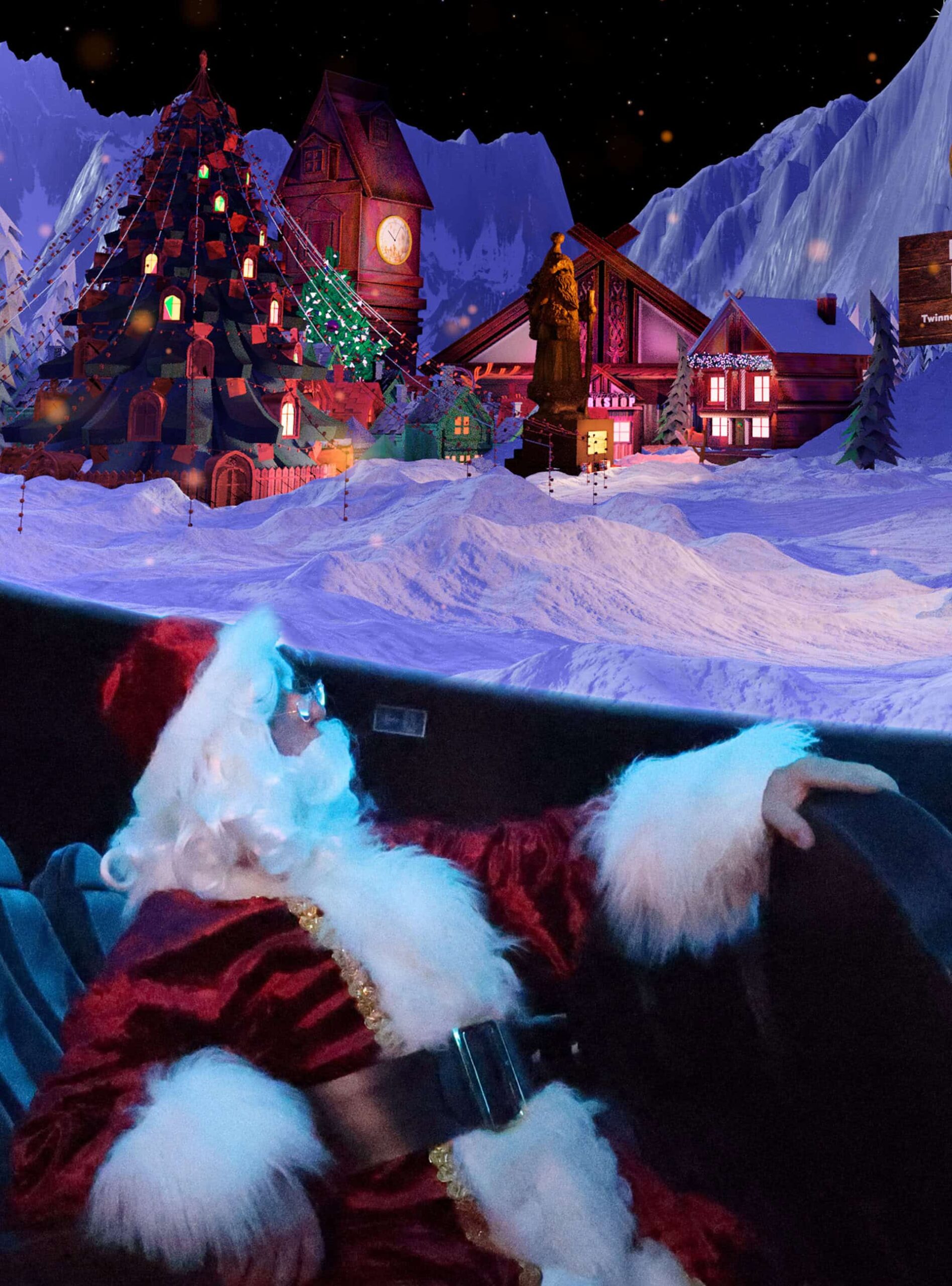 Santa sat looking up in Life Science Centre's planetarium portrait