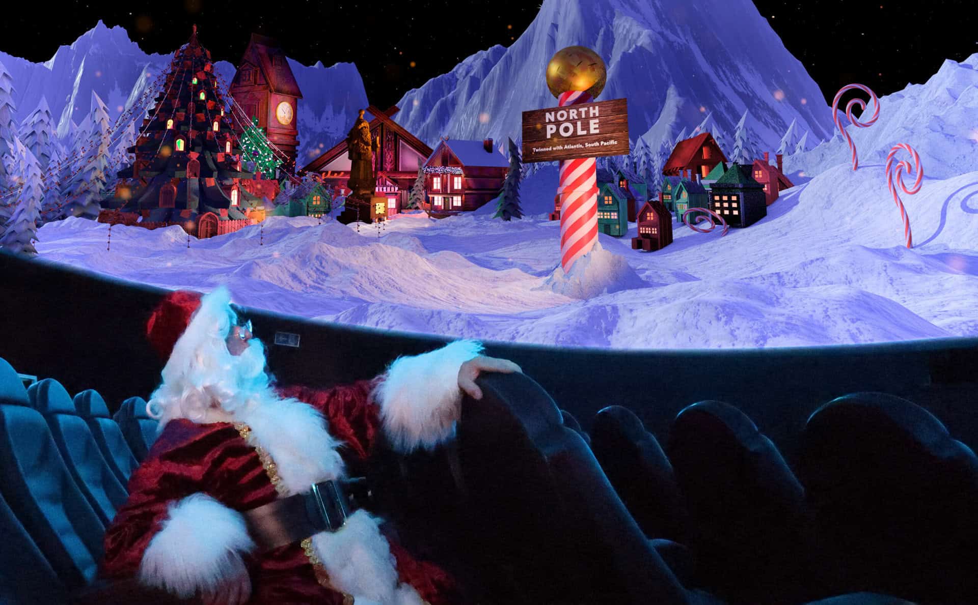 Santa sat looking up in Life Science Centre's Planetarium