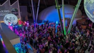 Halloween Silent Disco taking place under Gaia, Life's replica of Planet Earth, in Newcastle.