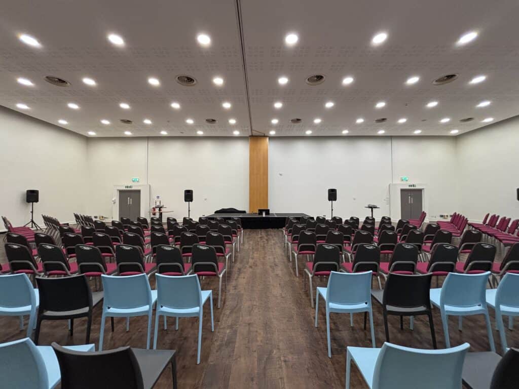 Scotswood suite set up for a conference at The Centre for Life in Newcastle.