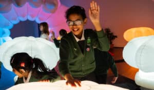 West End School children enjoying hands-on, interactive exhibits at Life Science Centre.