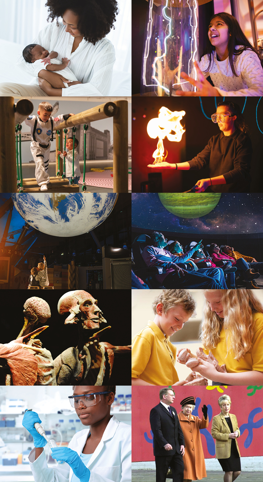Collage representing different area of Centre for Life to celebrate the 25th Birthday.