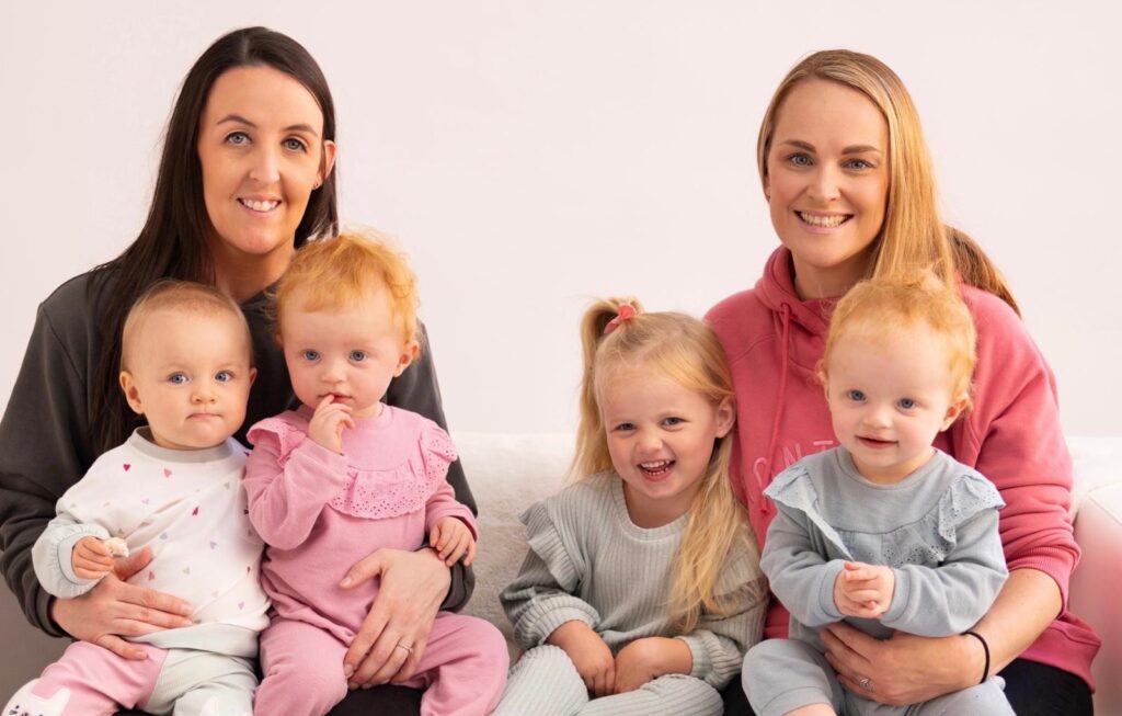 Lindsey with parter Laura and four children, who were born thanks to fertility treatment at the NHS Fertility Centre, which operates at The Centre for Life.