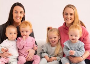 Lindsey with parter Laura and four children, who were born thanks to fertility treatment at the NHS Fertility Centre, which operates at The Centre for Life.