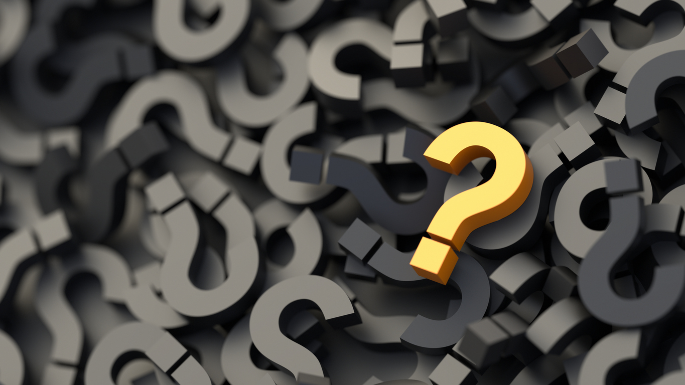 Yellow Question Mark On A Background Of Black Signs, FAQ Concept
