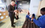 HRH Duke of Gloucester meets schoolchildren from Lemington Riverside School in Newcastle, and begins a race of pupils’ vehicles made in Life Science Centre’s Making Studios