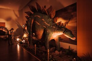 Animatronic stegosaurus at Newcastle's Life Science Centre