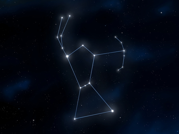 Orion The Hunter Constellation In The Night Sky.