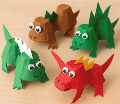 Dino Pets Made From Egg Boxes